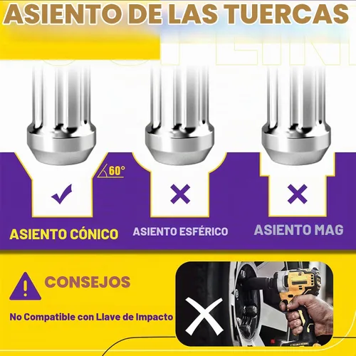 Vista 4 de Tuercas de taco con punta M14x1.5 24 piezas, tuerca de taco cromada con punta con llave de spline para Chevy Silverado 1500 GMC Sierra Yukon Tahoe