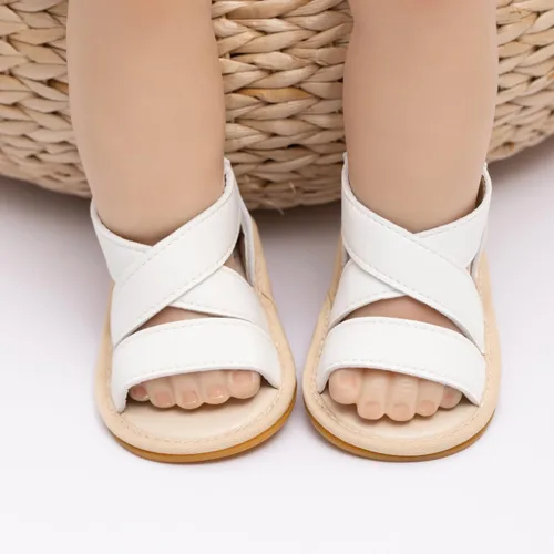 Vista 73 de Meckior Sandalias de verano con punta abierta y suave de piel sintética para bebés y niñas pequeñas