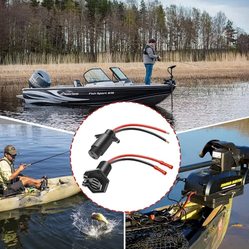 Vista 6 de Enchufe de motor de arrastre, enchufe impermeable de 12V-24V de conexión rápida para barco, conector de motor de arrastre de calibre 8 de 2 cables