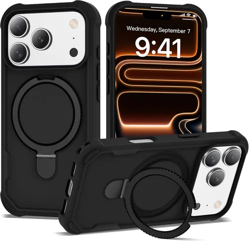 Vista 59 de Funda compatible con iPhone 12 y 12 Pro de 6.1 pulgadas con soporte de anillo magnético [protección militar contra caídas] [compatible con MagSafe]