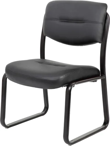 Vista 5 de Boss Office Products B9539 Silla lateral con base de trineo de cuero, color negro, 250