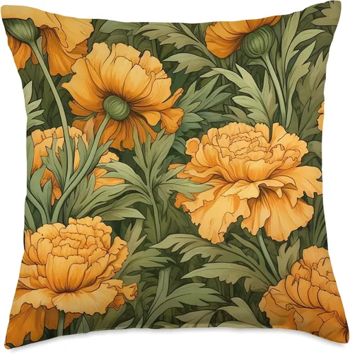 Vista 5 de Marigold Flower Cojín floral encantador, 16 x 16, multicolor