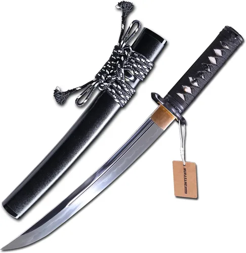 Vista 11 de MURASAME Espada Tanto Katana Corta de Arcilla Templada Acero T10 Hamon Real Muy Afilar Espiga Completa Hecha a Mano
