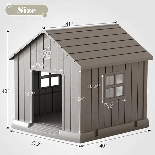 Vista 6 de Fancyango Casa para perros al aire libre e interior, impermeable, ventilada, fácil de limpiar, suelo elevado para perros pequeños y grandes, fácil