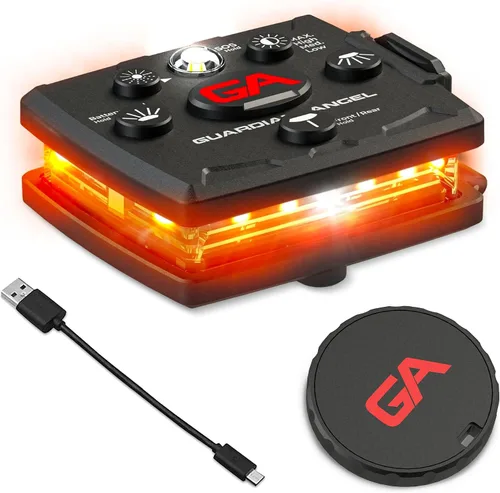 Vista 13 de Guardian Angel, Micro Series - Luces de seguridad, (Frente completamente blanco y parte trasera roja) Linterna LED recargable, magnética