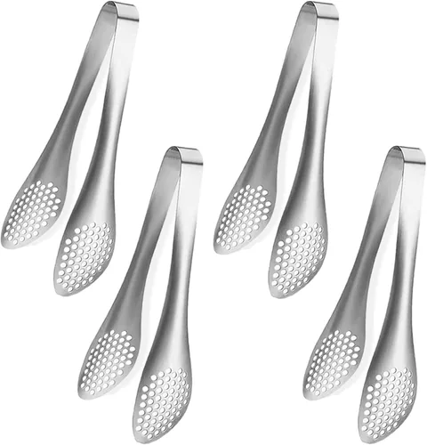 Vista 7 de Pinzas doradas para servir, de acero inoxidable de 5 pulgadas, pinzas pequeñas para aperitivos, pinzas para azúcar, pinzas para hielo, juego de 4