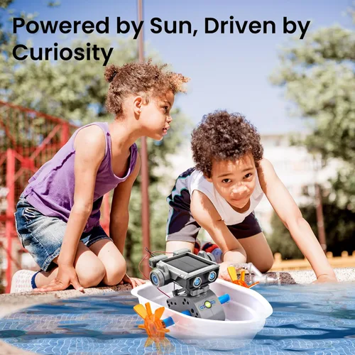 Vista 3 de Sillbird Kit de robot de construcción solar 15 en 1, regalo STEM para niños Gris-naranja