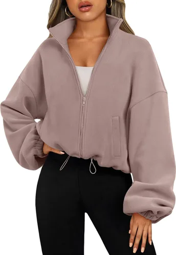 Vista 9 de AUTOMET Chaquetas de forro polar con cremallera para mujer, sudaderas Verde Armada (ArmyGreen)