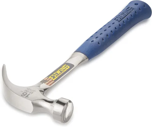 Vista 2 de ESTWING Martillo - Garra curvada de 16 oz con cara lisa y agarre de reducción de golpes - E3-16C, plateado