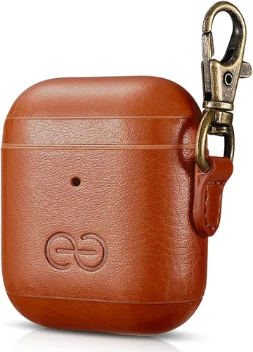 Vista 47 de Dreem Om - Funda para estuche con clip para llavero compatible con AirPods 1 y 2, funda de cuero vegano para Airpods para hombres y mujeres, Negro