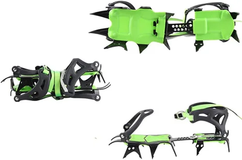 Vista 5 de HUAYE BRS 14 dientes de hielo crampones nieve Skid Spikes invierno botas de nieve cubierta de zapatos Clips con un mosquetón para la nieve al aire