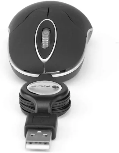 Vista 6 de NGS Sin - Ratón óptico con cable USB retráctil y rueda de desplazamiento, 1000 DPI - Negro