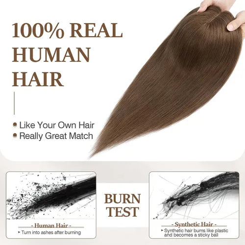 Vista 128 de Rich Choices Pelucas con topper de cabello para mujeres, cabello humano real 100% Remy, sin flequillo, para mujeres con adelgazamiento en la parte