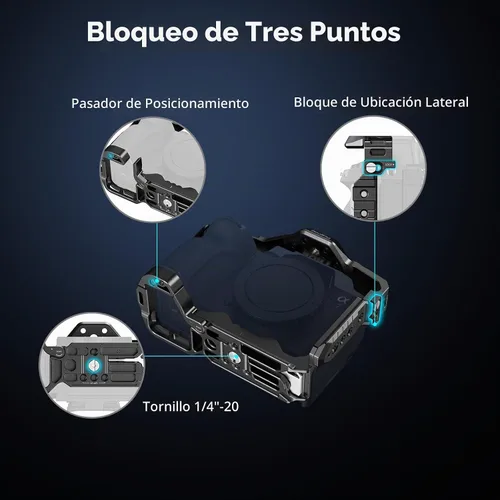 Vista 3 de SmallRig Jaula A7 IV con mango superior y abrazadera de cable HDMI, kit básico para Sony Alpha 7R V/Alpha 7 IV/Alpha 7 S III Para Sony Alpha 7R