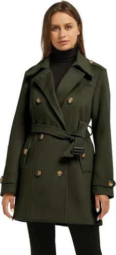 Vista 3 de wantdo - Chaquetón con doble botonadura para mujer, gabardina para invierno de largo medio con cinturón