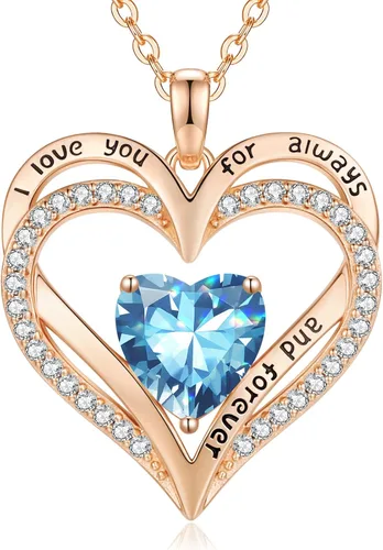 Vista 37 de CDE Collares de piedra natal para mujer, plata de ley 925, collar con colgante de corazón para siempre, Navidad, cumpleaños, aniversario, día de San