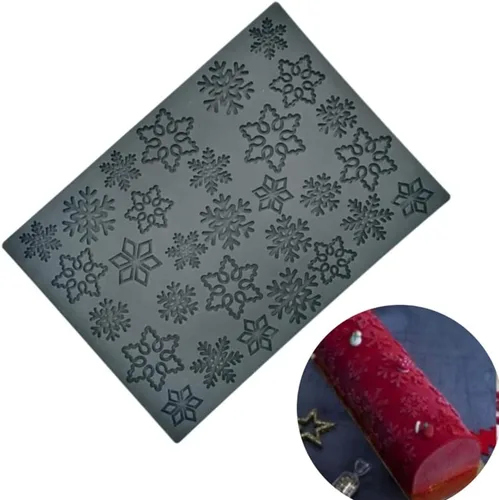 Vista 8 de Kit de patrón de copo de nieve de Navidad, tapete de textura, molde de silicona para tartas, mousse, postre, utensilios para hornear