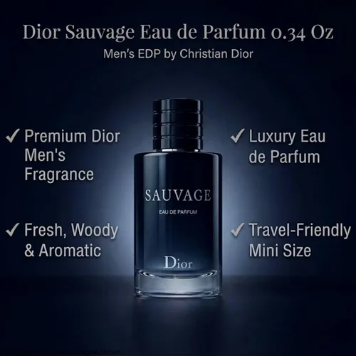 Vista 5 de Sauvage by Christian Dior - Eau de Parfum para hombre, 0.34 oz, tamaño de viaje