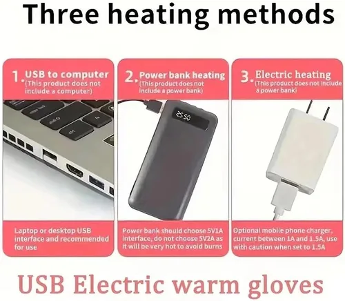 Vista 6 de 2 guantes térmicos para hombres y mujeres, guantes térmicos para calentar las manos, guantes de invierno cálidos para equitación, esquí, senderismo