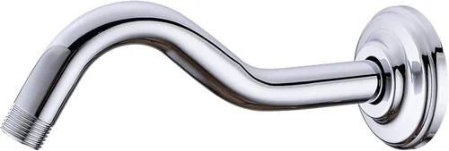 Vista 8 de Brazo de ducha curvo en forma de "S" de 8 pulgadas con brida, extensión de cabezal de ducha de acero inoxidable de repuesto, brazo de tubo