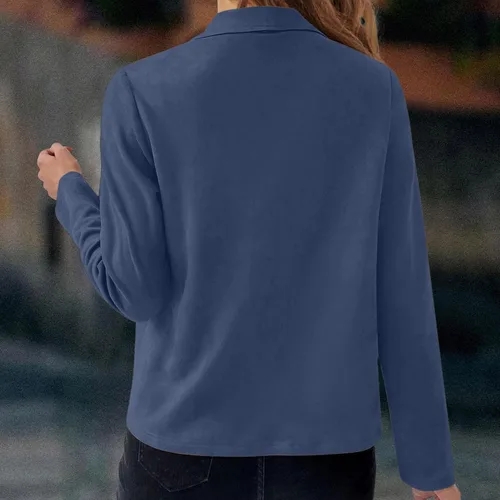 Vista 5 de SNKSDGM Chaquetas de mujer para el trabajo, casual, manga larga, frente abierto, abrigo de trabajo, oficina, negocios, cuello con muescas, traje
