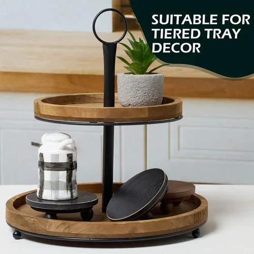 Vista 3 de Defined Deco - Mini elevadores de madera para exhibición, pequeños elevadores redondos de madera de 4 pulgadas, soporte de exhibición de pedestal