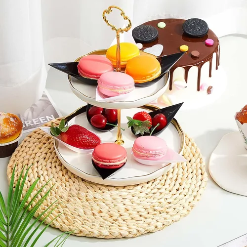 Vista 5 de Tessco for you 400 mini platos para aperitivos de 4 pulgadas, cucharas de plástico reutilizables, platos de postres y aperitivos, platos