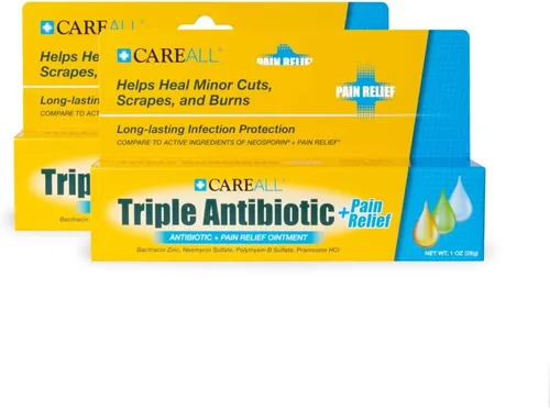Vista 5 de CareALL 1 oz triple antibiótico ungüento + alivio del dolor, doble acción máxima fuerza ungüento de primeros auxilios calma y cura dolores menores