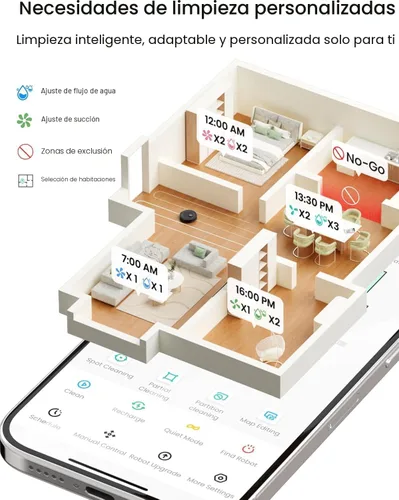 Vista 6 de Lefant LiDAR Robot Aspirador y Trapeador Combo, 75 días de autovaciado, 6000Pa potente Scution, mapeo de varios pisos, zonas prohibidas, 140 minutos