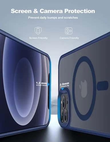 Vista 4 de Tigowos Funda para iPhone 12 Pro Max con diseño previsto para MagSafe de 10 pies, resistente a las caídas, con sensación de piel mate, cubierta