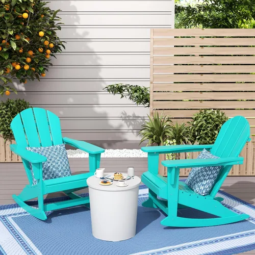 Vista 78 de WestinTrends Silla mecedora Malibu de poliéster para exterior/patio Adirondack, Negra