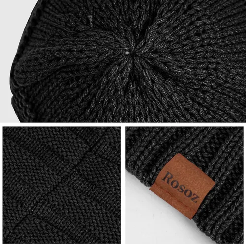 Vista 4 de Rosoz Gorros de invierno para mujer para mujer, gorros de punto cálidos para mujer, gruesos para clima frío