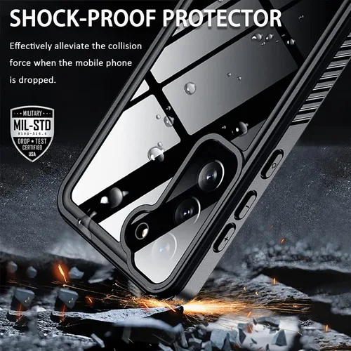 Vista 5 de Miimall Funda impermeable compatible con Samsung Galaxy S23, S23 [lente y protector de pantalla integrados] [impermeable] de cuerpo completo