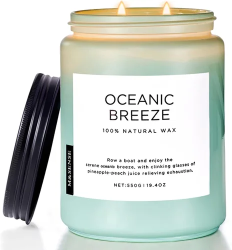 Vista 28 de M&SENSE Vela de crema naranja para renovación del hogar y aroma primaveral, vela de cera de soja de 19.4 onzas con 110 horas de tiempo