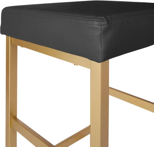Vista 5 de OSP Home Furnishings Taburete sin respaldo con marco dorado, 30 pulgadas, negro