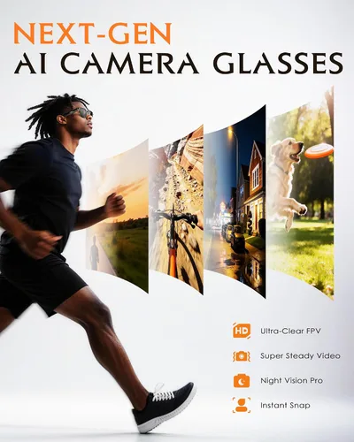 Vista 5 de Gafas inteligentes con cámara y audio 8MP HD Camera Smart Glasses para hombres