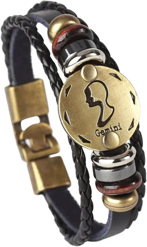 Vista 66 de Hamoery Pulsera de cuero de aleación punk para Constellation trenzada pulsera pulsera brazalete
