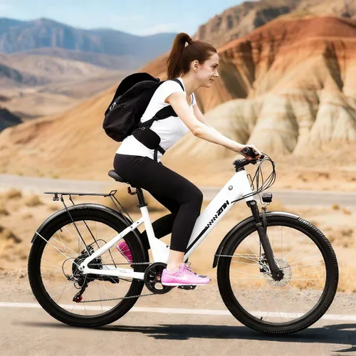 Vista 9 de ZNH 1000W Peak Electric Bike for Adults, Step Thru Ebike - 23Mph & 80 Miles Electric Bicycle with 48V Removable Battery, 7-Speed, Front