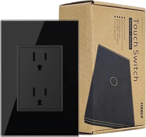 Vista 9 de LIVOLO Enchufes eléctricos verticales estándar de Estados Unidos con panel de vidrio templado (15A), CA 110 ~ 220 V, no salida GFCI