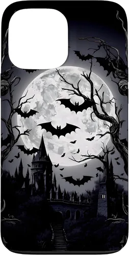 Vista 24 de Goth & Gothic, Bats & Moon, Horror Themed Castle, Dark Emo Case for iPhone 17