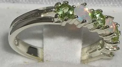 Vista 3 de Anillo de eternidad de plata de ley 925 auténtico ópalo y peridoto para mujer