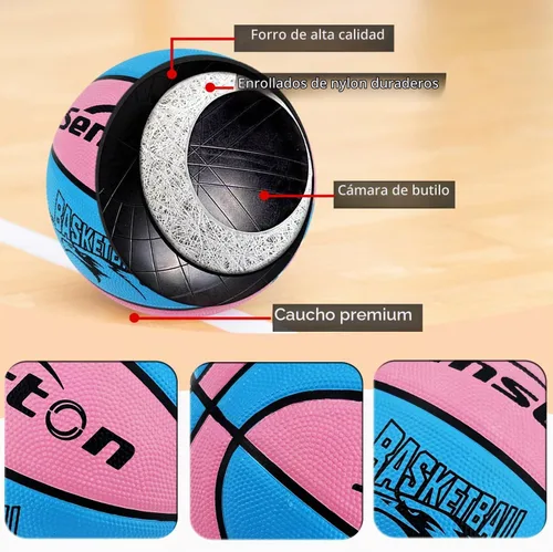 Vista 2 de Senston - Pelotas de baloncesto de tamaño 3/5/6/7, para interiores y exteriores, de 27.5/29.5 pulgadas Azul/Rosa