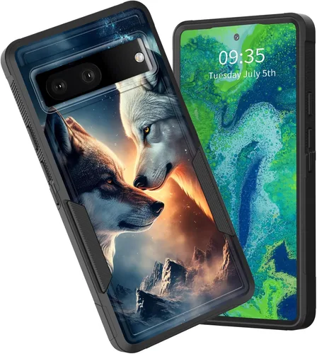 Vista 104 de Funda para Pixel 6A, funda híbrida de doble capa resistente a prueba de golpes de policarbonato duro de silicona suave TPU para Google Pixel 6A