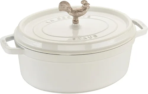 Vista 7 de Staub Hierro fundido Coq au Vin Cocotte de 5.75 cuartos de galón - Albahaca, Hecho en Francia