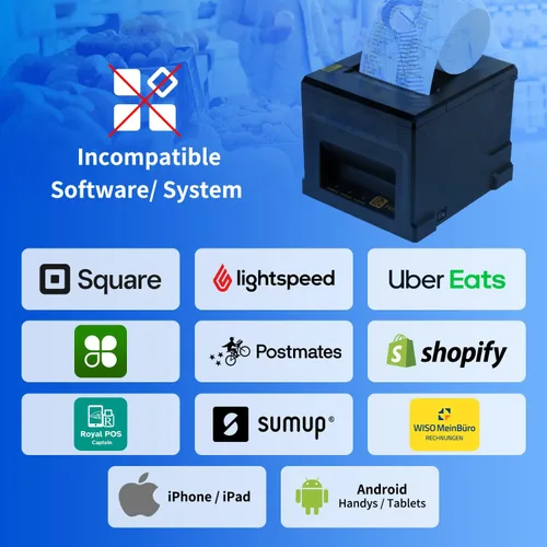 Vista 8 de NetumScan Impresora de Recibos POS de 80 mm 300 mm/s Impresora Térmica de Recibos USB con Cortador Automático, Cajón de Efectivo, Interfaz USB