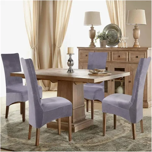 Vista 4 de 4 fundas para sillas de comedor, terciopelo elástico, extraíble, lavable, grande, suave, para comedor, cocina, hogar, restaurante, silla (negro)