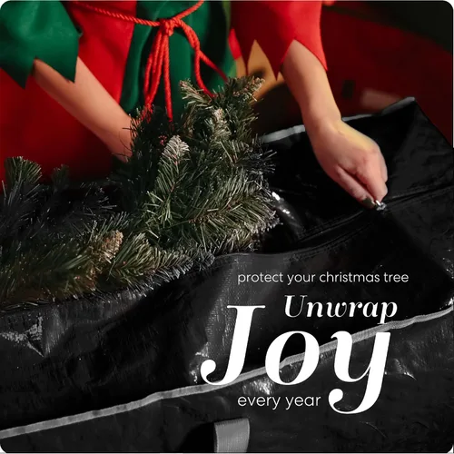 Vista 8 de Bolsa de almacenamiento para árbol de Navidad - Almacena un árbol de Navidad artificial de 7.5 pies, material impermeable duradero, bolsa