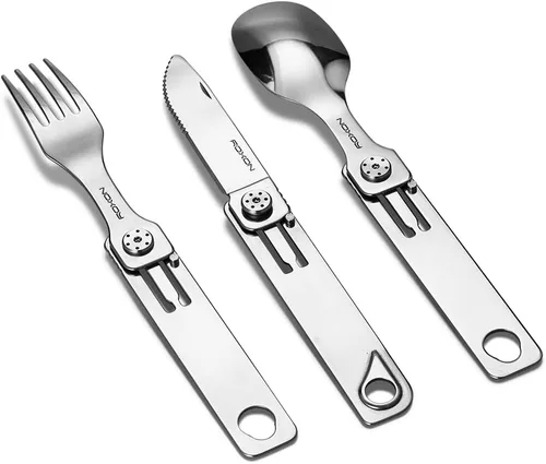 Vista 2 de Roxon C1 3 en 1 Utensilios de Camping Vajilla Desmontable Cuchillo Cuchara Tenedor para Camping al Aire Libre y Senderismo Magnetic Folding