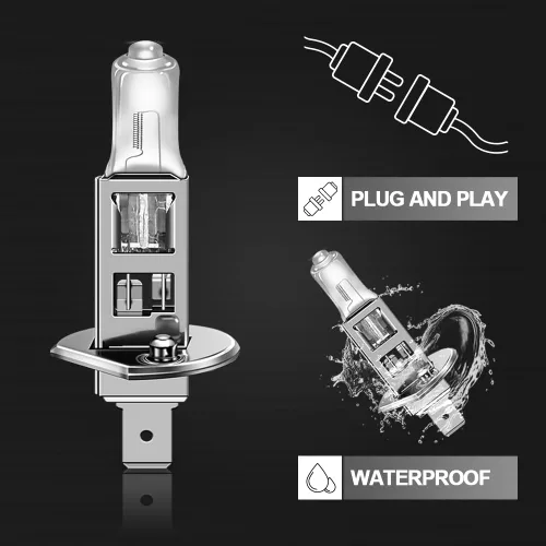 Vista 5 de WinPower Bombilla halógena H1 para faros delanteros, luz blanca cálida súper brillante de 55 W 4300 K, luz antiniebla de haz alto y bajo, lámpara
