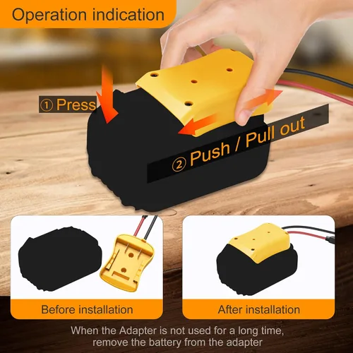Vista 5 de RVBOATPAT Adaptador de batería compatible con Dewalt 20V Power Wheel Adaptador de batería de cable 12 AWG Convertidores de batería con fusibles